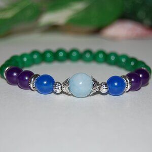 Jade Bracelet,Good Luck Bracelet,Multi Color Stone Bracelet,Green Jade Bracelet